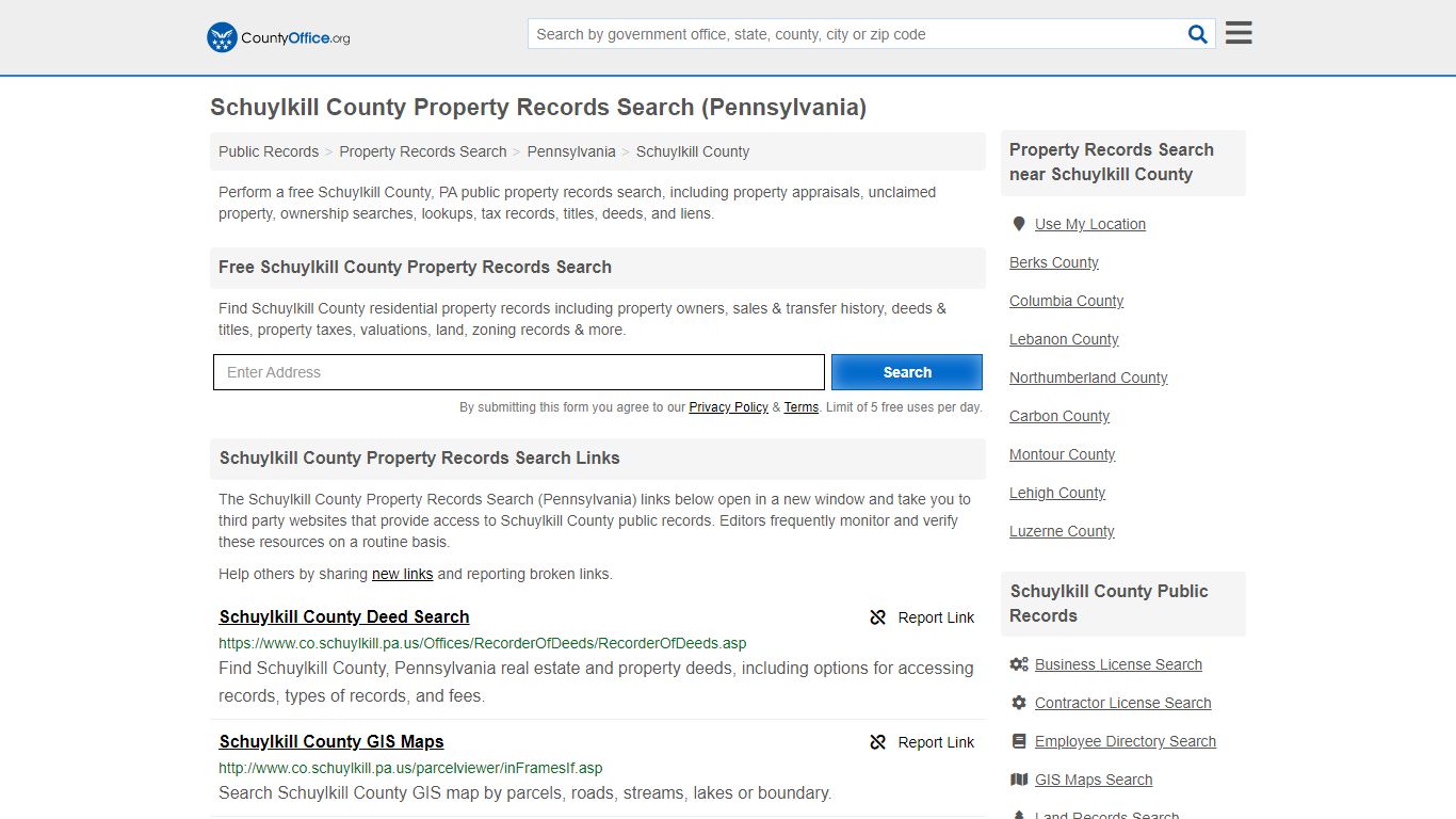 Property Records Search - Schuylkill County, PA ...