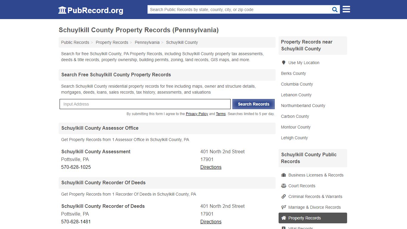 Free Schuylkill County Property Records (Pennsylvania ...